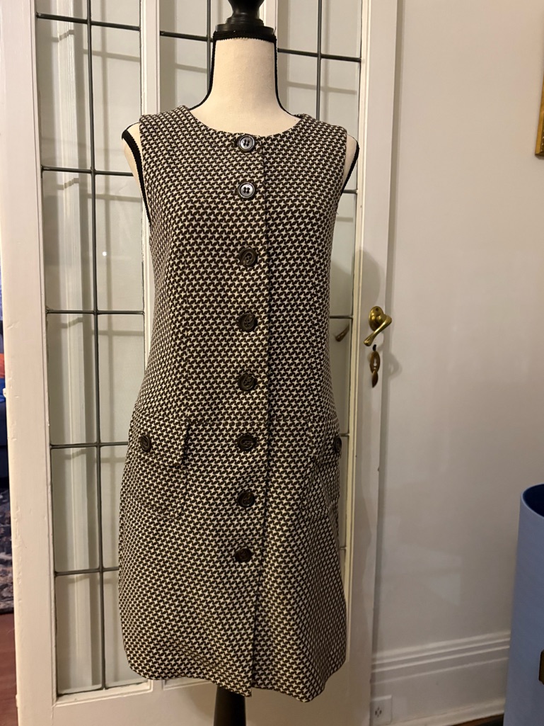 Sleeveless Black And White Houndstooth Dress